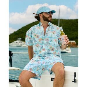 NWT Kenny Flowers The BVIs Short Sleeve Shirt in Blue size Large